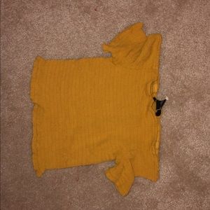 yellow off the shoulder crop top